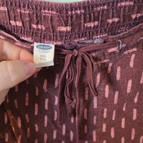Old Navy Boho Linen Pants Tie Waist Maroon Plus Size XXL - Picture 2 of 8